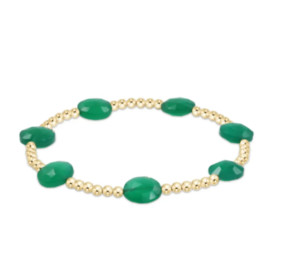 admire Gold 3mm Bead Bracelet - Green Onyx by enewton