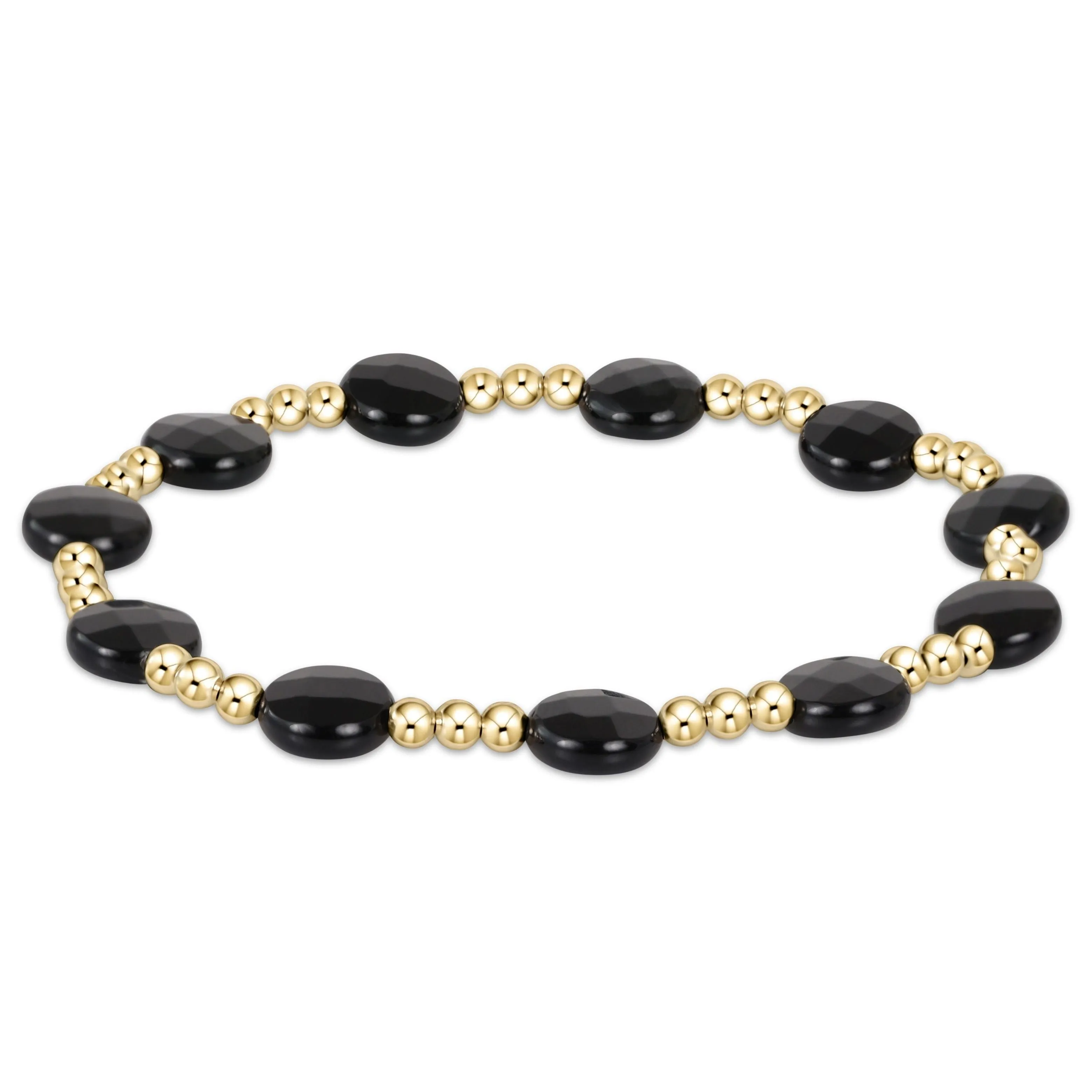 Admire Gold Bead Bracelet - Faceted Onyx