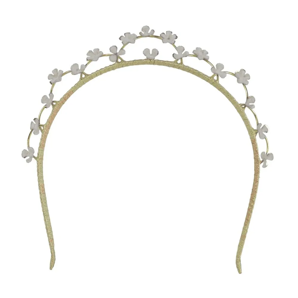 A'el Este - Valencia Set - Bridal Floral Crown & Amelia Headband - White & Gold