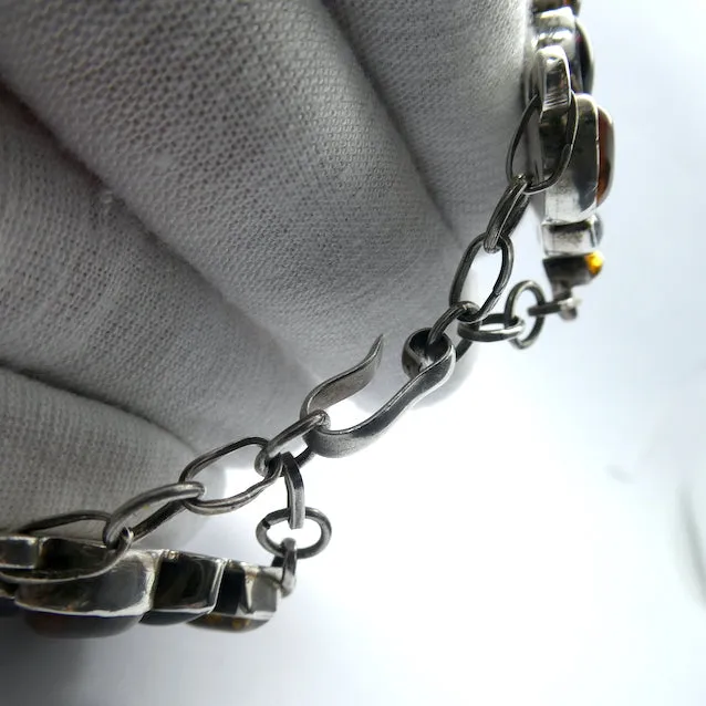 Amber Bracelet with Garnets, Mediaeval Gothic Stlye,  925 Sterling Silver