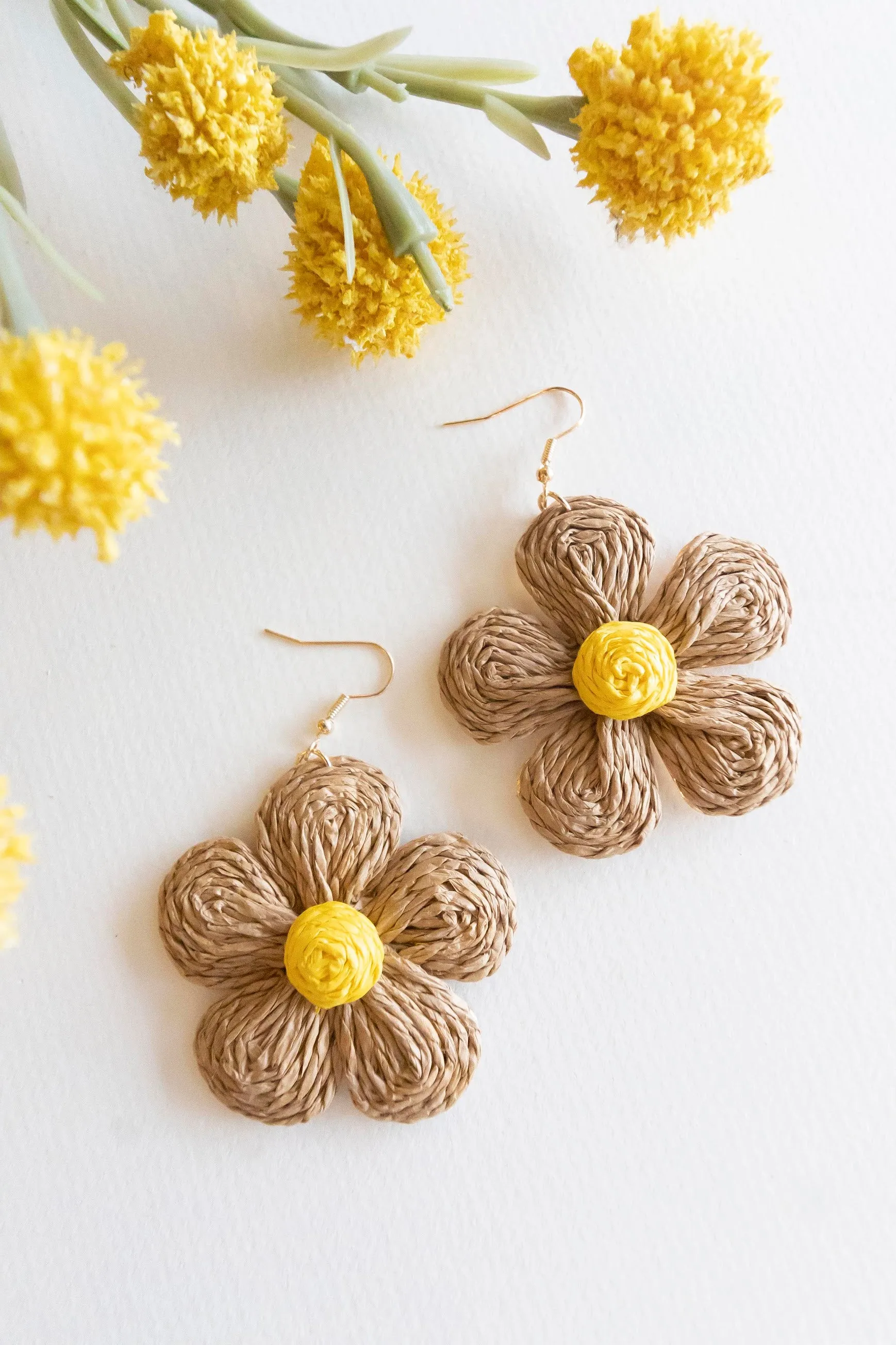 Annie Floral Raffia Earrings | Spring Summer Colorful Accessories | Handmade Woven Raffia