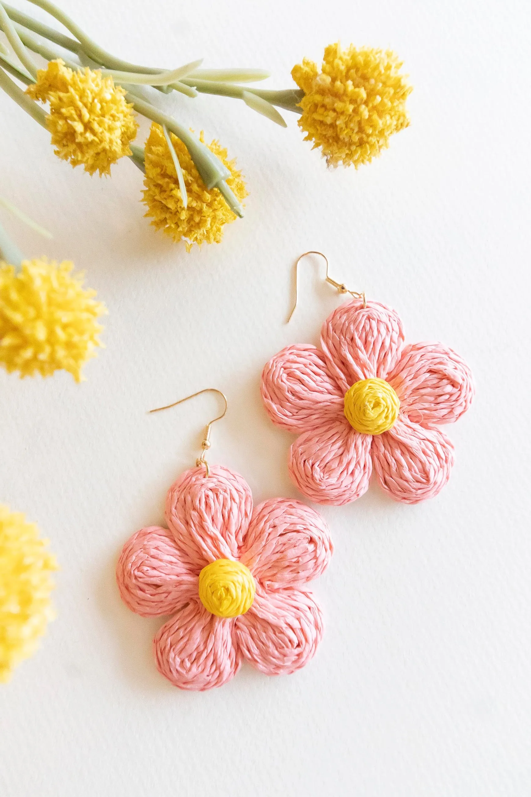 Annie Floral Raffia Earrings | Spring Summer Colorful Accessories | Handmade Woven Raffia