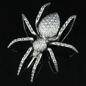 Antique Victorian Silver Spider Brooch Circa 1880