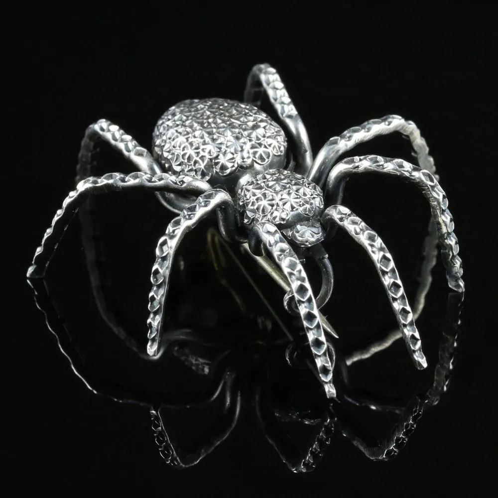 Antique Victorian Silver Spider Brooch Circa 1880