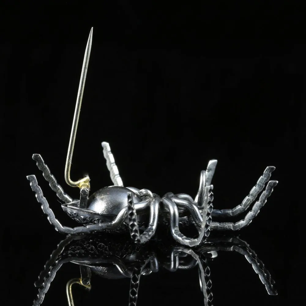 Antique Victorian Silver Spider Brooch Circa 1880