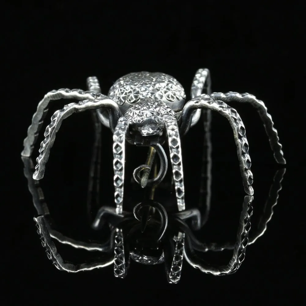 Antique Victorian Silver Spider Brooch Circa 1880