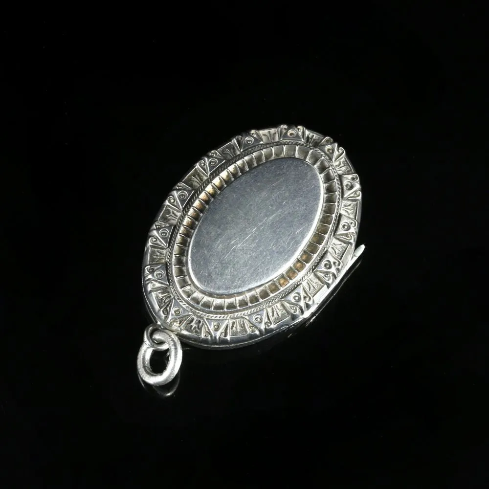 Antique Victorian Silver Vinaigrette Locket Dated 1884