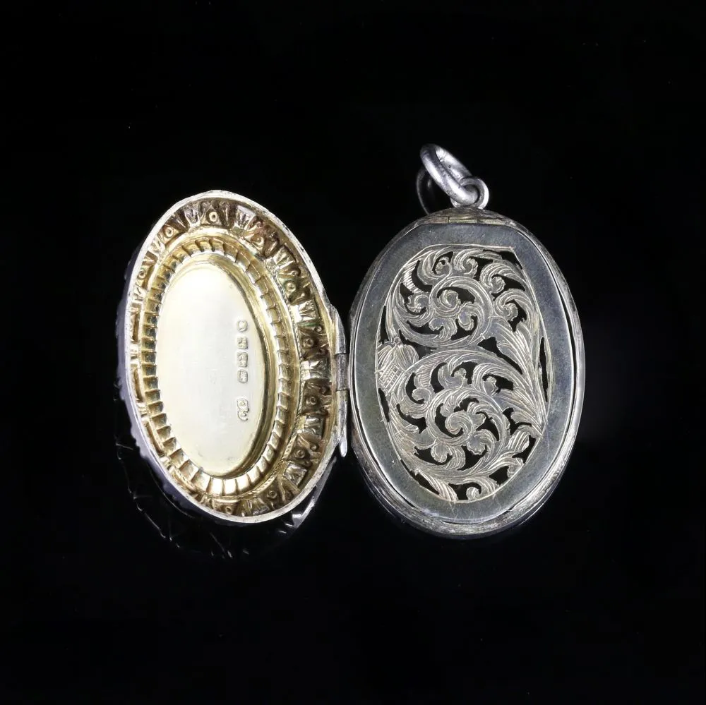 Antique Victorian Silver Vinaigrette Locket Dated 1884