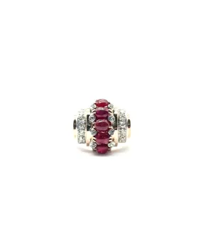 Art Deco Rose Gold Ruby and Diamond Ring