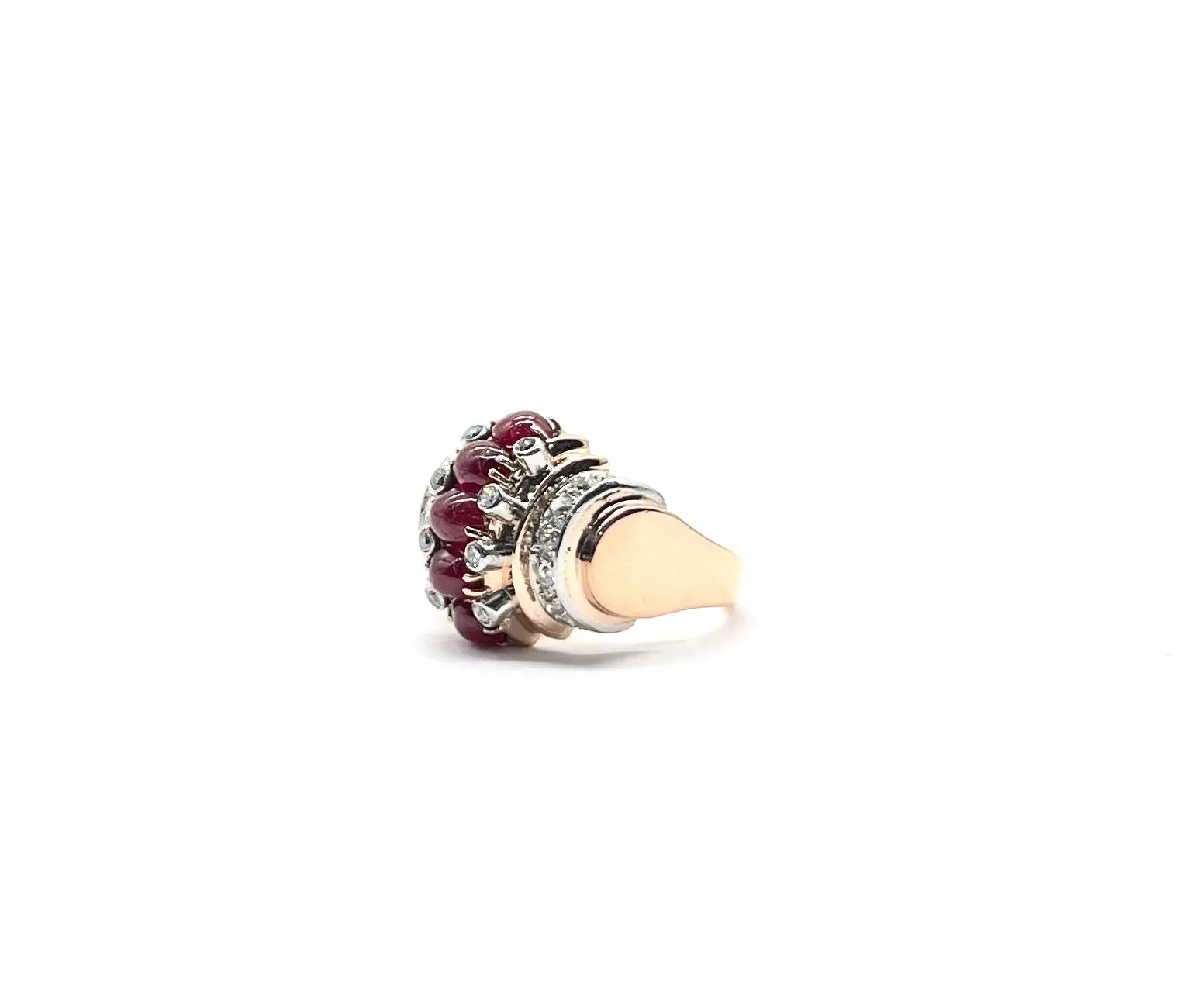 Art Deco Rose Gold Ruby and Diamond Ring