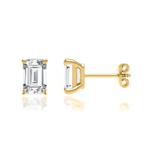 AVIANA - Emerald Lab Diamond 18k Yellow Gold Emerald Stud Earrings