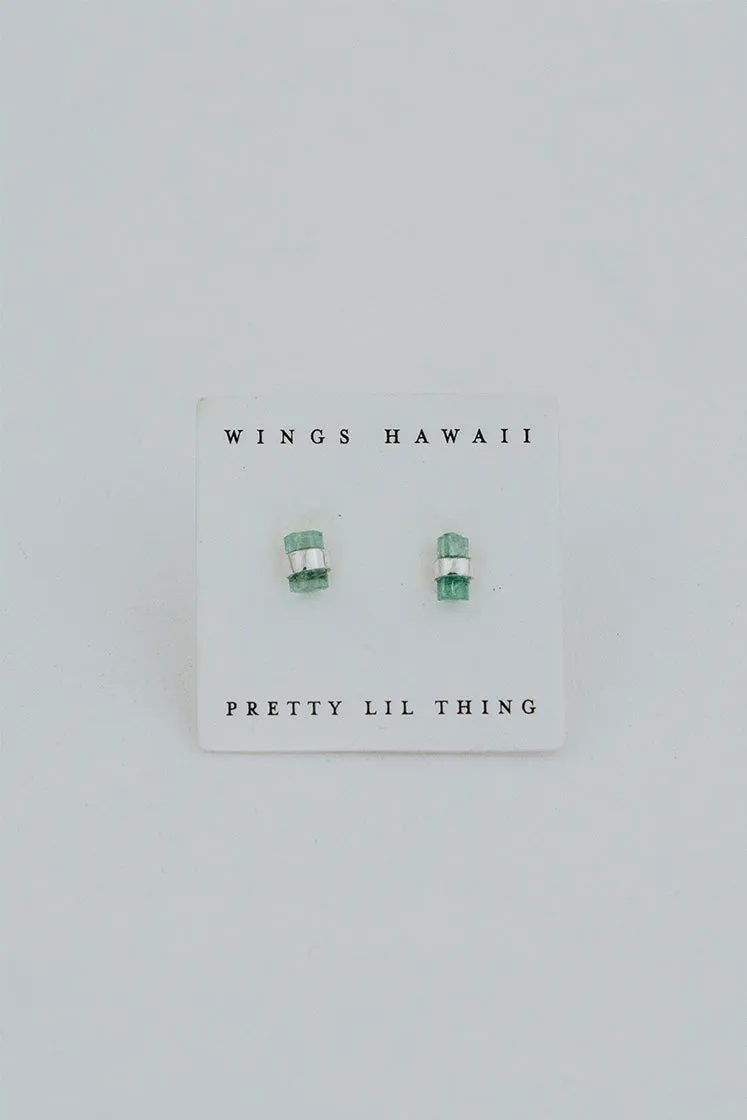 Banded Crystal Studs - Emerald