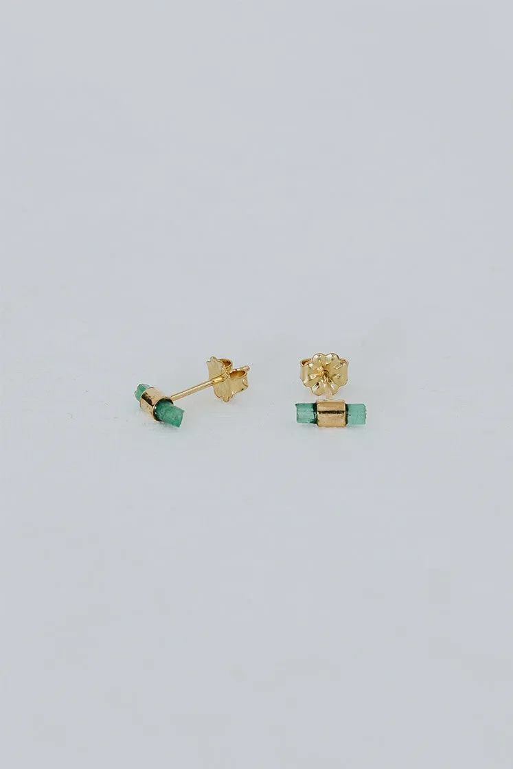 Banded Crystal Studs - Emerald