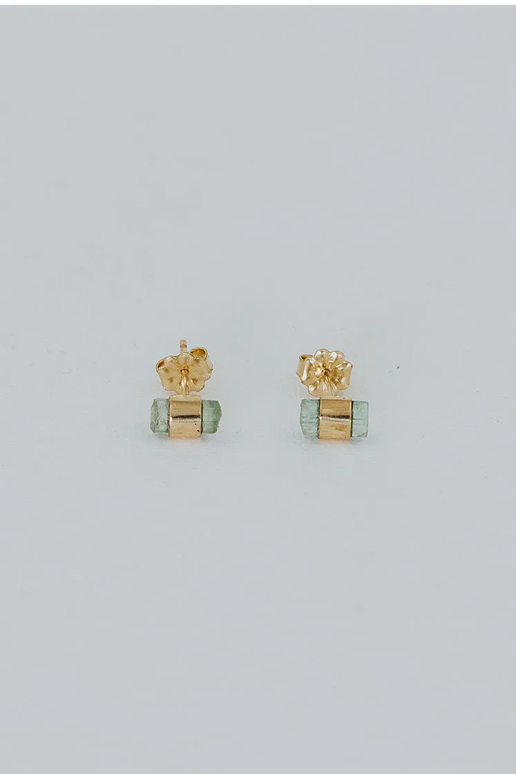 Banded Crystal Studs - Emerald