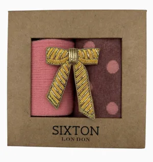 Barcelona Sock Box Duo & Bow Brooch