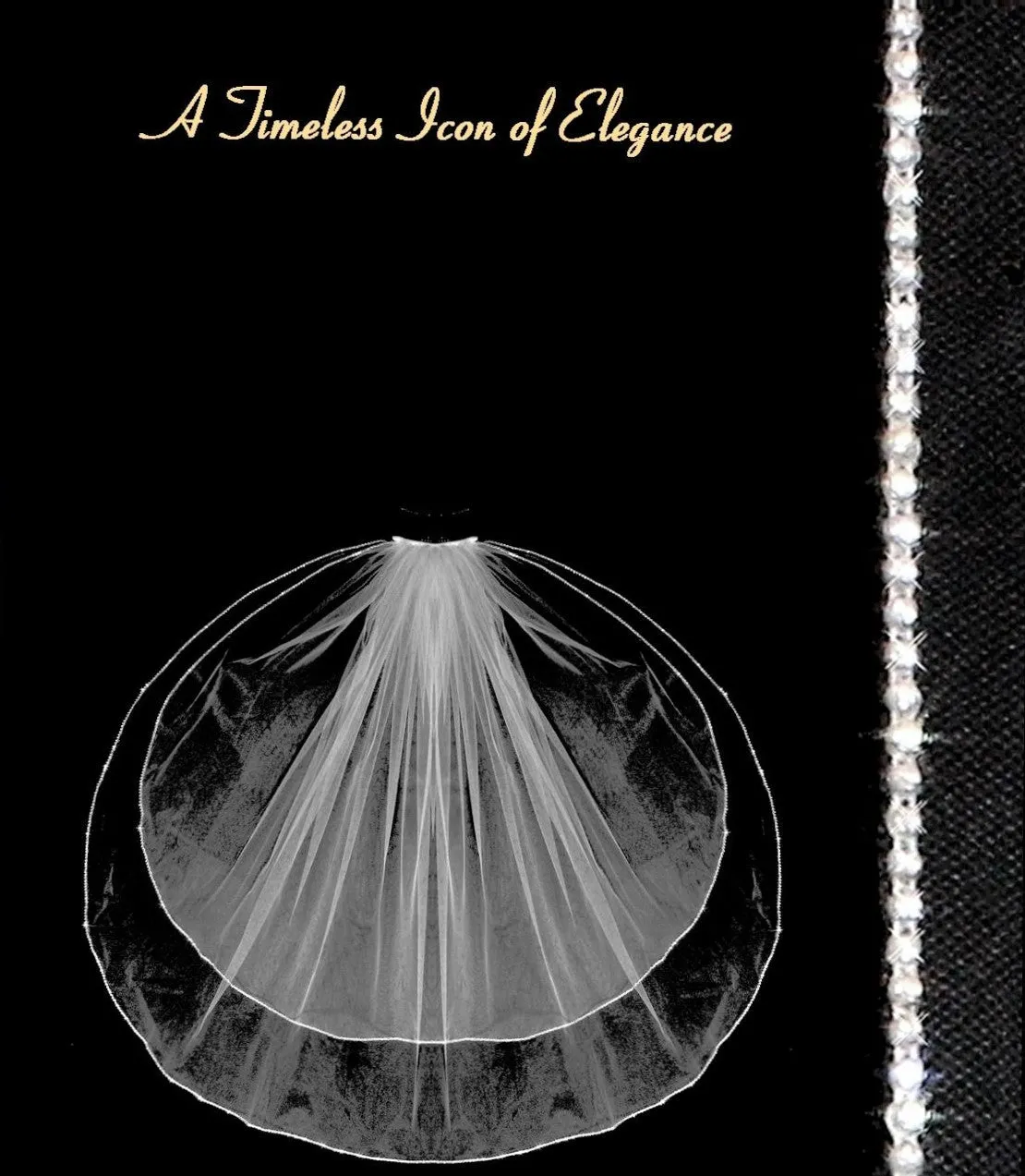 Beautiful double layer Swarovski crystal Edge Veil 30"/36"/72"