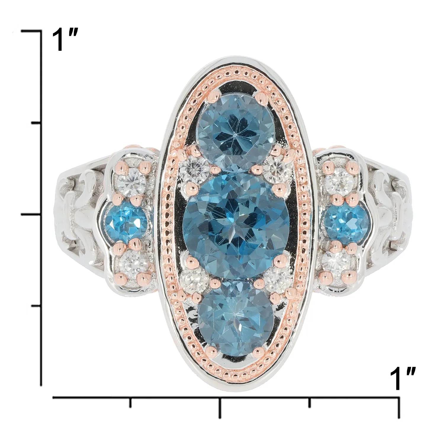 Blue London Topaz Sterling Silver Ring with Accent