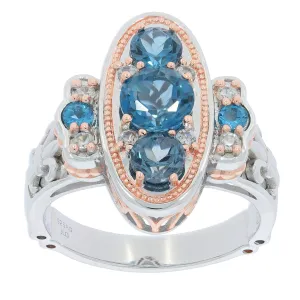 Blue London Topaz Sterling Silver Ring with Accent