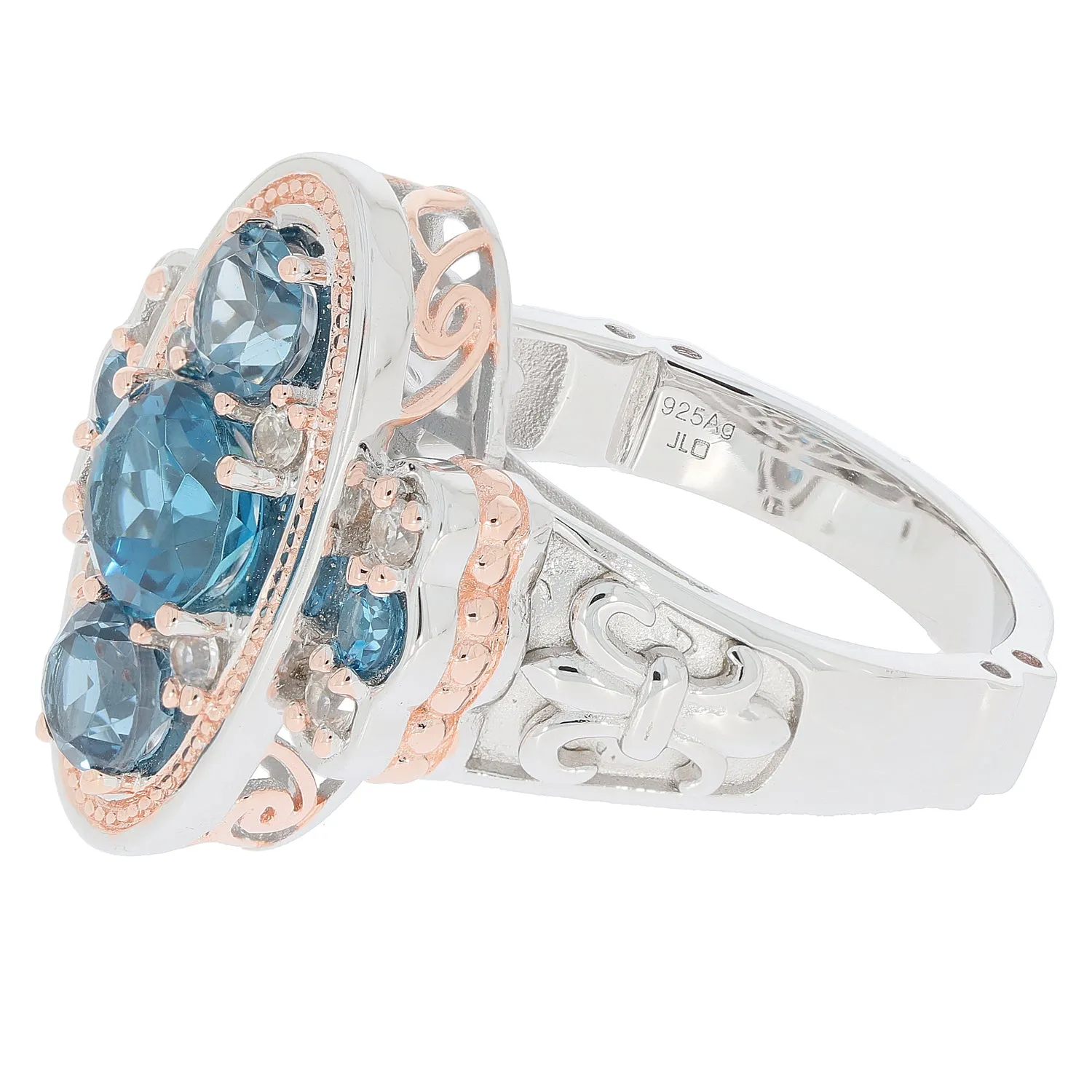 Blue London Topaz Sterling Silver Ring with Accent