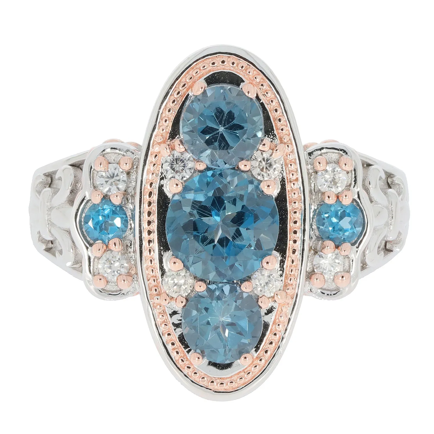 Blue London Topaz Sterling Silver Ring with Accent