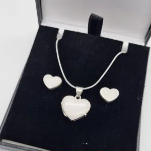 BREASTMILK HEART LOCKET JEWELRY SET// Solid Sterling Silver Pendant and Stud Earrings