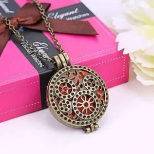 Bronzed Gears Aromatherapy Scent Diffuser Locket Necklace