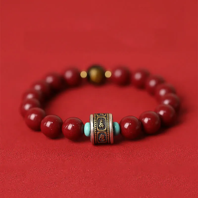 Buddha Stones 925 Sterling Silver Chinese Zodiac Natal Buddha Cinnabar Om Mani Padme Hum Calm Bracelet