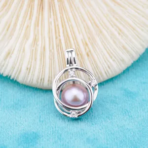 C030088 sterling silver Freshwater pearl cage pendant necklace jewelry locket for pearl party