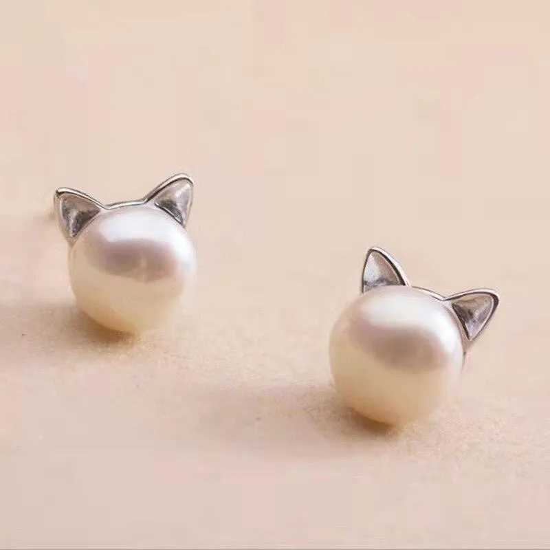 Cat Pearl Earrings