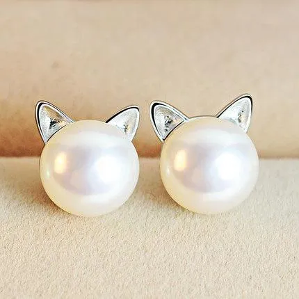 Cat Pearl Earrings