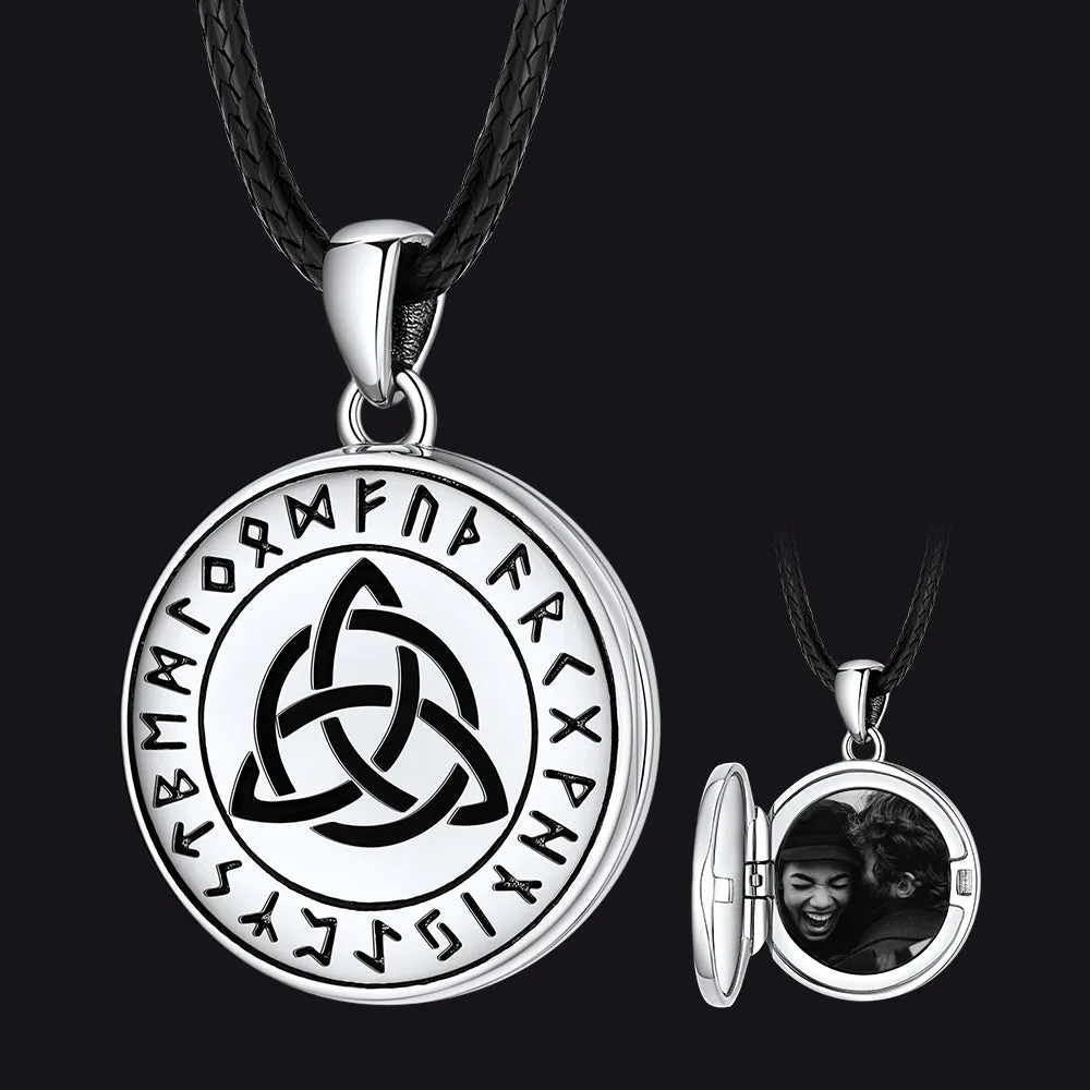 Celtic Trinity Knot Photo Locket Necklace With Picture in Sterling Silver