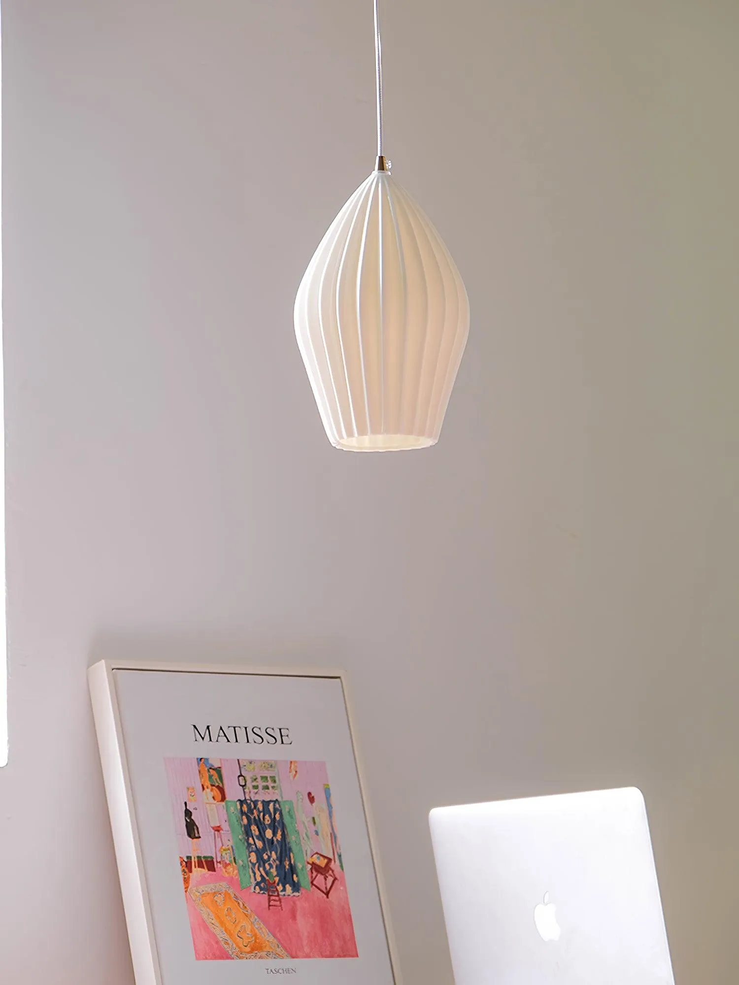 Ceramic Ribbed Pendant Light