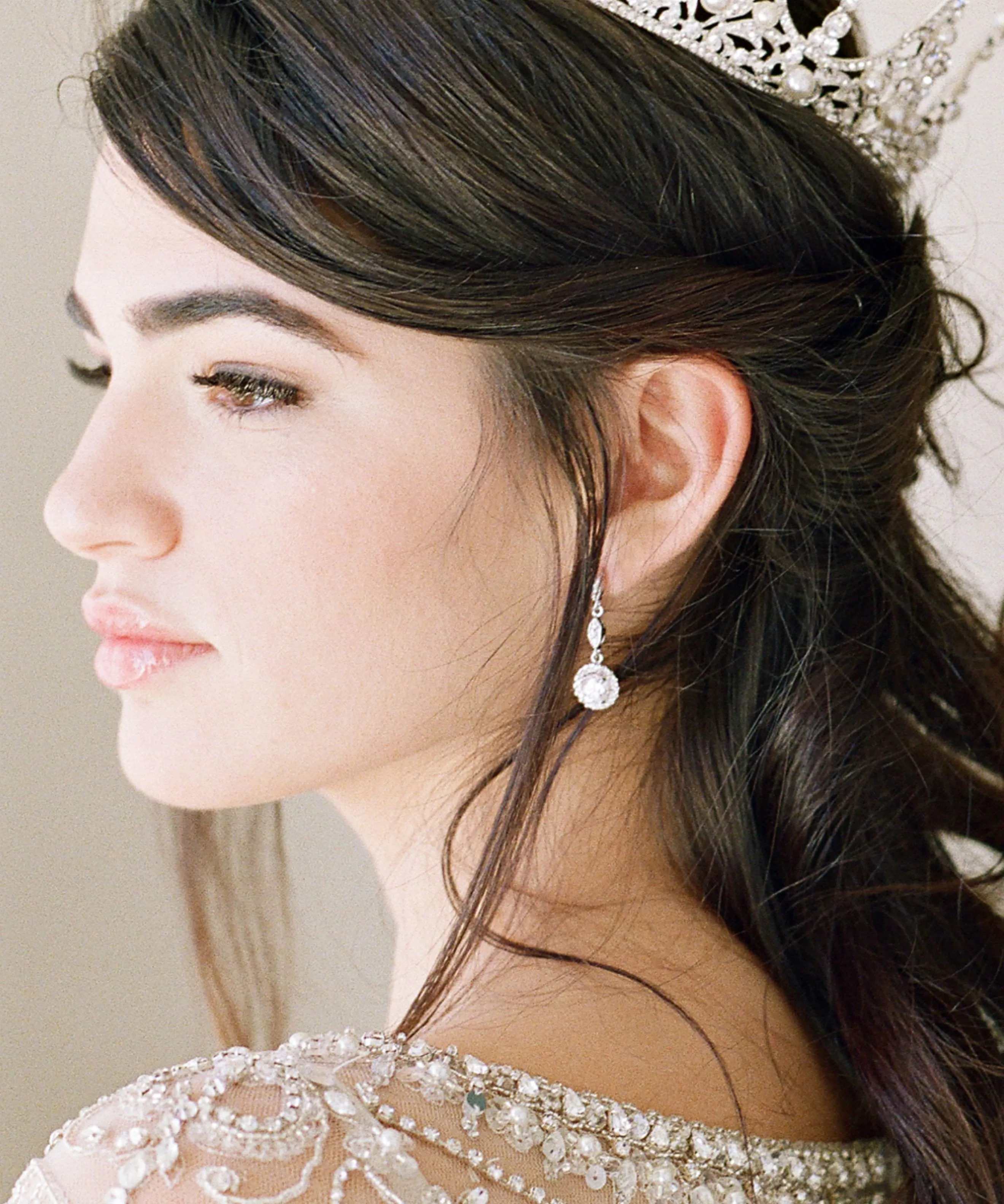 CHARMAINE Full Wedding Crown and Earrings Suite