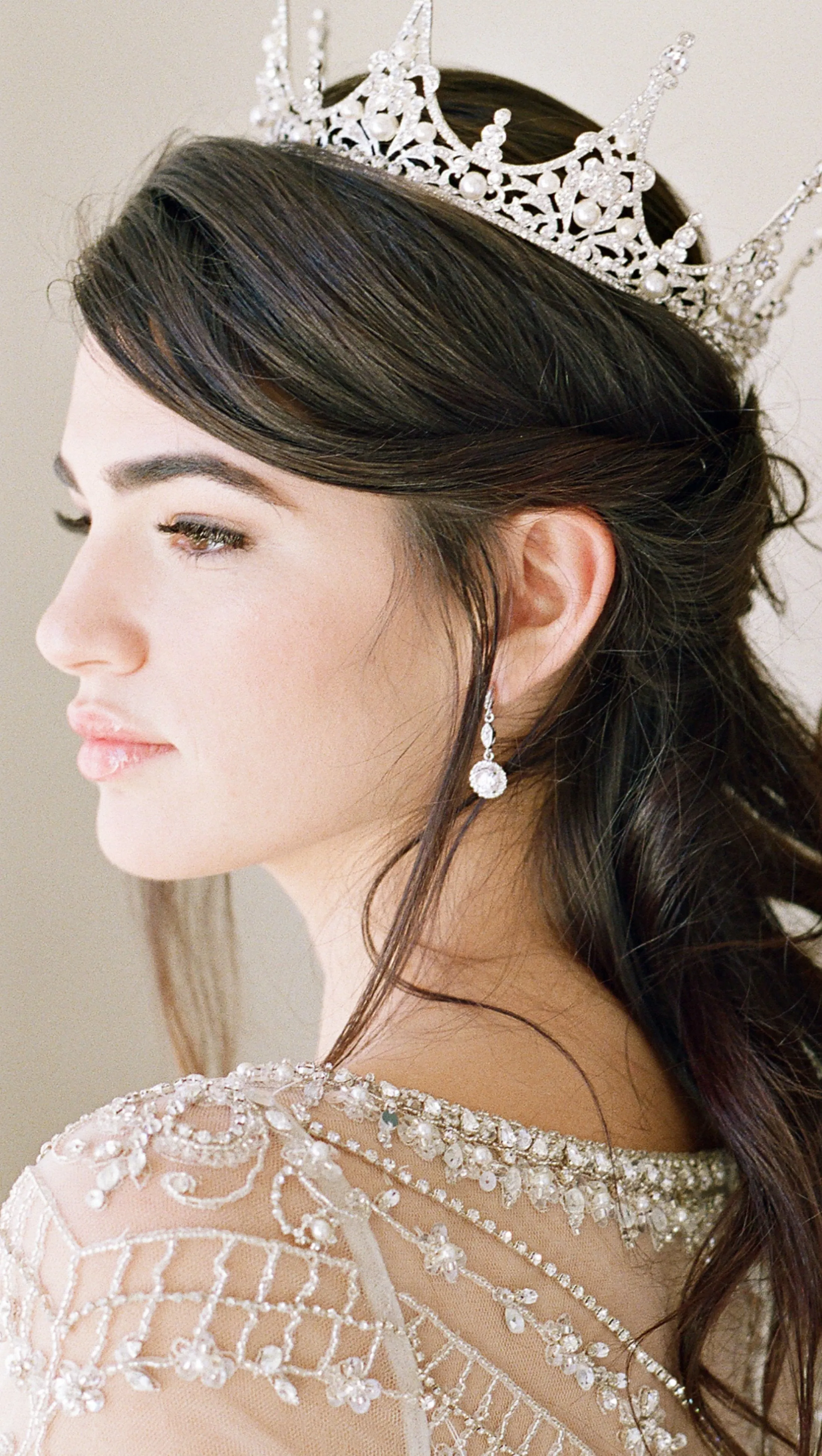 CHARMAINE Full Wedding Crown and Earrings Suite