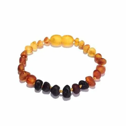 Child Ombre Raw Rainbow Baltic Amber Anklet Bracelet