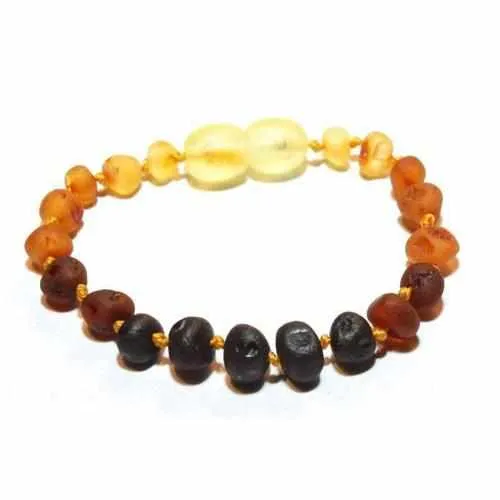 Child Ombre Raw Rainbow Baltic Amber Anklet Bracelet