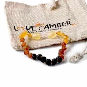 Child Ombre Raw Rainbow Baltic Amber Anklet Bracelet