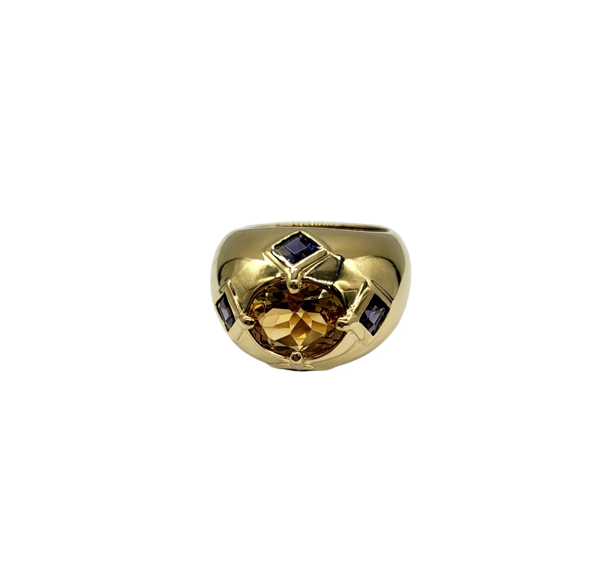 Citrine and Tanzanite Domed Ring in 18 Karat Gold