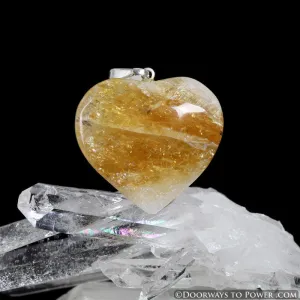 Citrine Crystal Heart Pendant Blessed & Energized