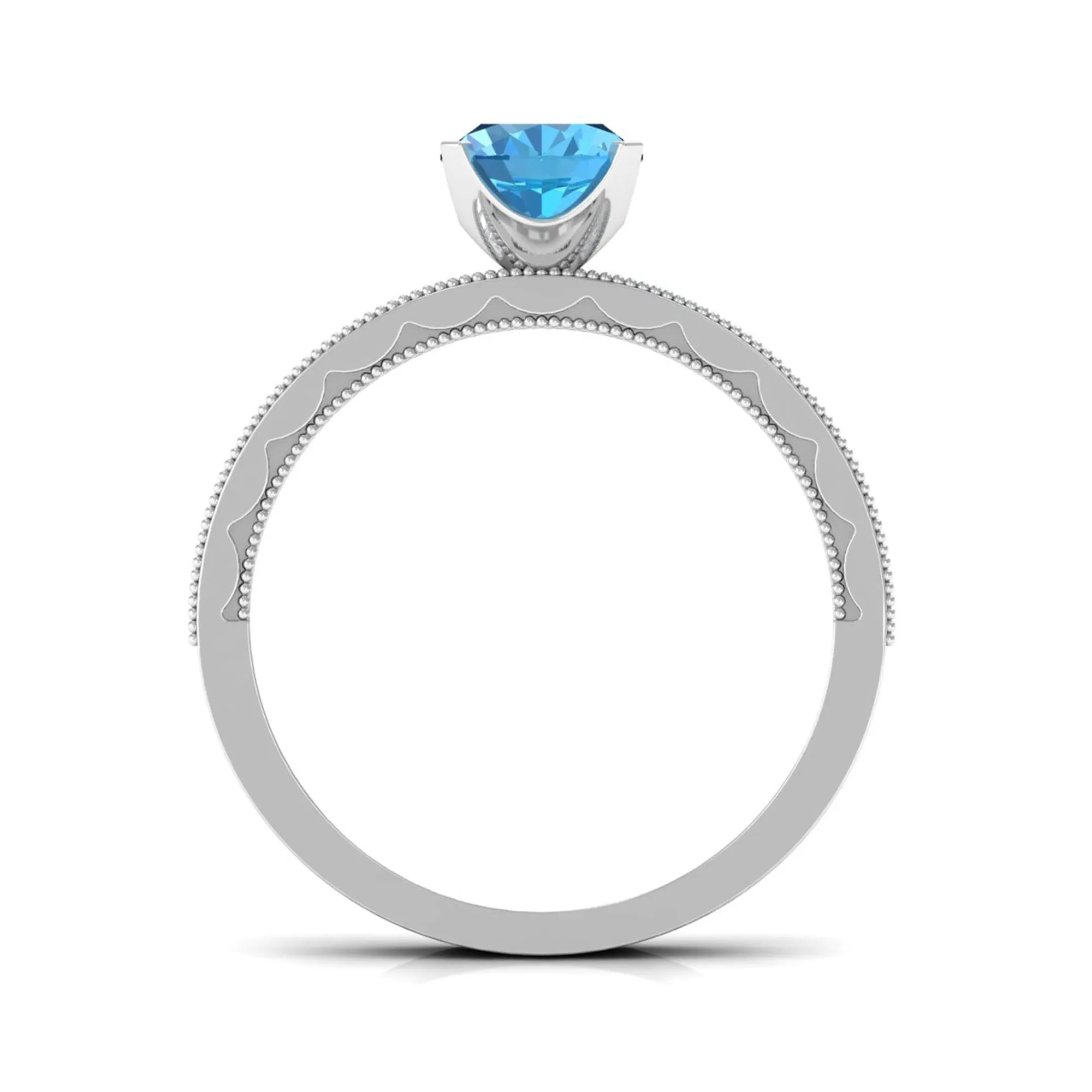 Classic Solitaire Ring with 1.75 CT Swiss Blue Topaz and Moissanite