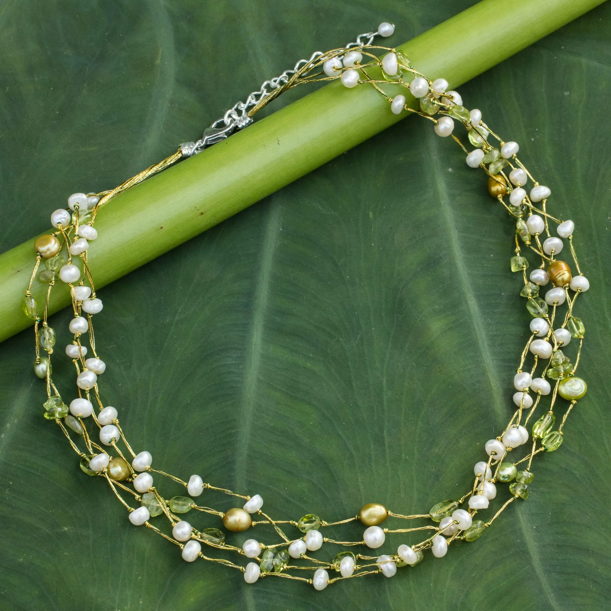 Cloud Forest Peridot & Pearl Beaded Necklace