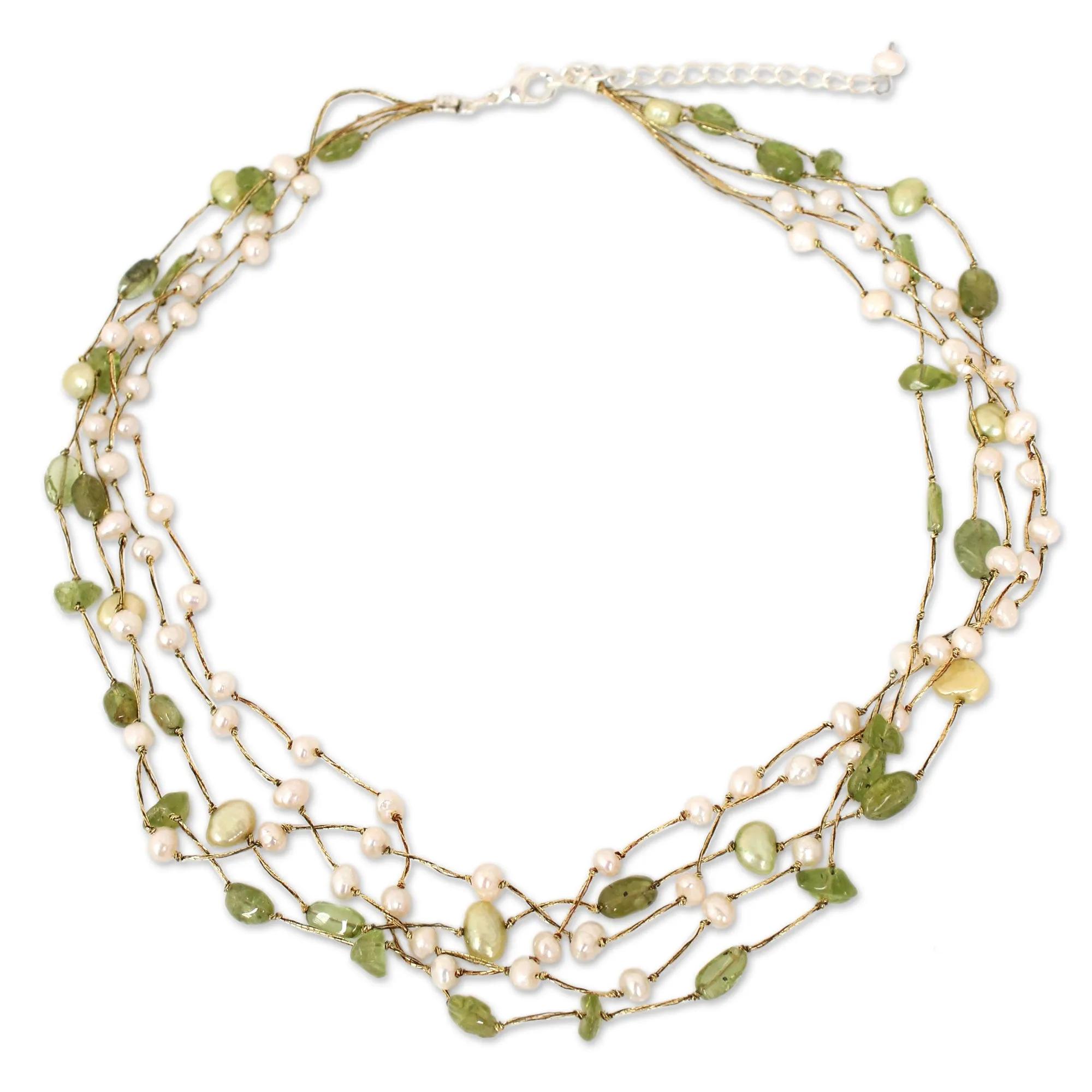 Cloud Forest Peridot & Pearl Beaded Necklace