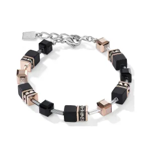 Coeur de Lion Cat Eye black and rose gold cubes and crystals bracelet