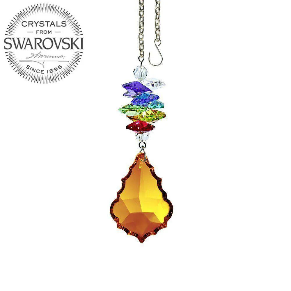 Crystal Ornament Topaz Crystal Pendeloque Prism Colorful Swarovski Crystals 3 1/2-inches