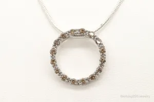 Designer JWBR White & Champagne Diamond Sterling Silver Necklace