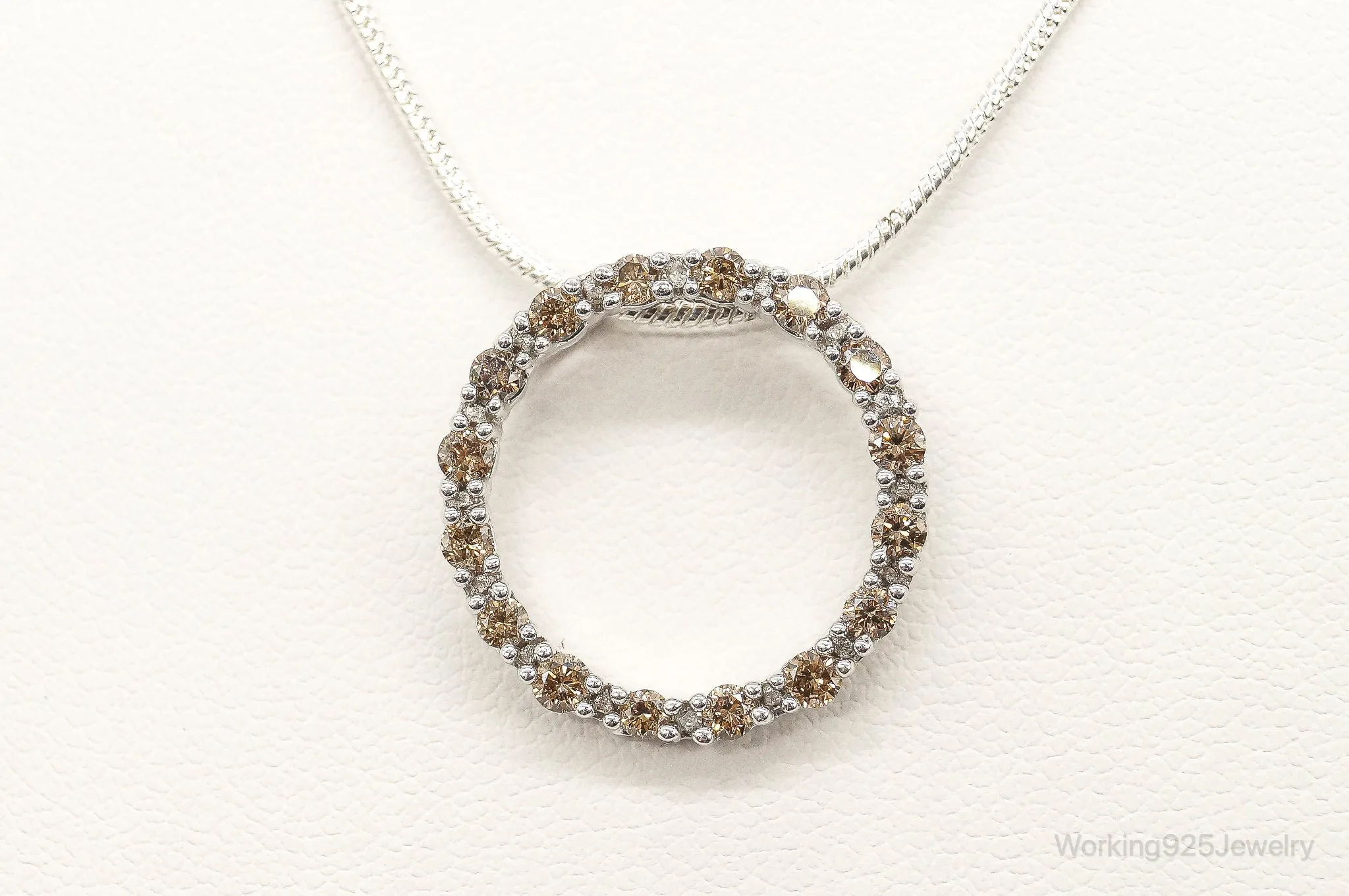 Designer JWBR White & Champagne Diamond Sterling Silver Necklace