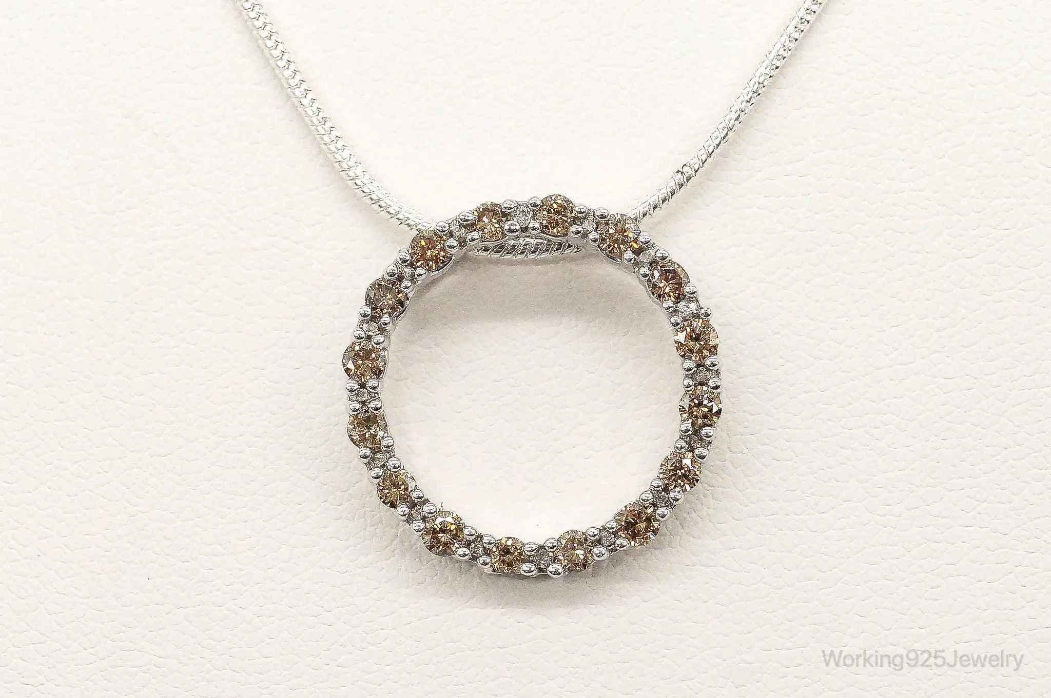 Designer JWBR White & Champagne Diamond Sterling Silver Necklace