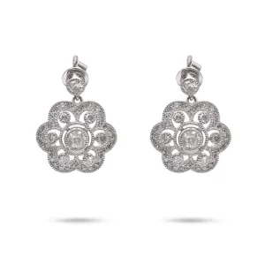 Diamond 14k White Gold Drop Earrings