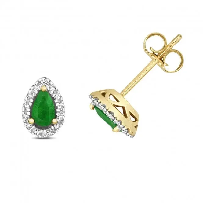 Diamond And Emerald Stud Earrings ED265E