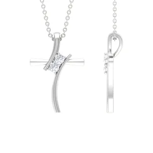 Diamond and Gold Bypass Cross Contemporary Pendant for Women